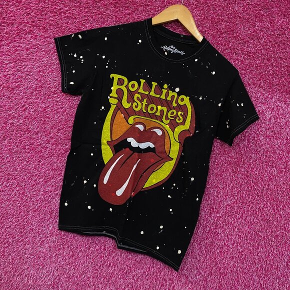 The Rolling Stones Bleach Dye Hot Lips Tshirt Size Small - Picture 3 of 4